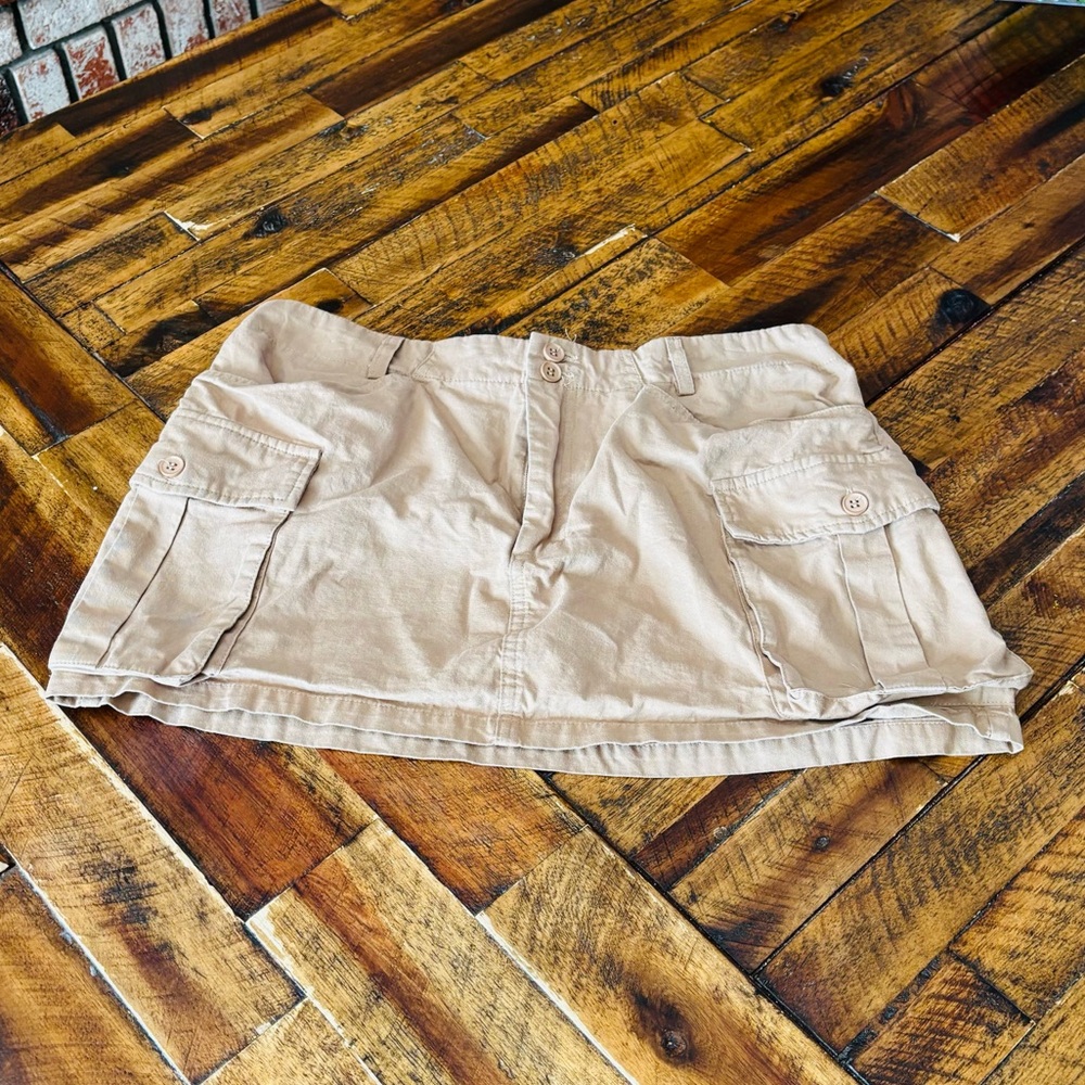 Tan Cargo Mini Skirt